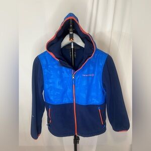 Free Country Navy and Bright Blue Hooded Jacket with Orange Trim